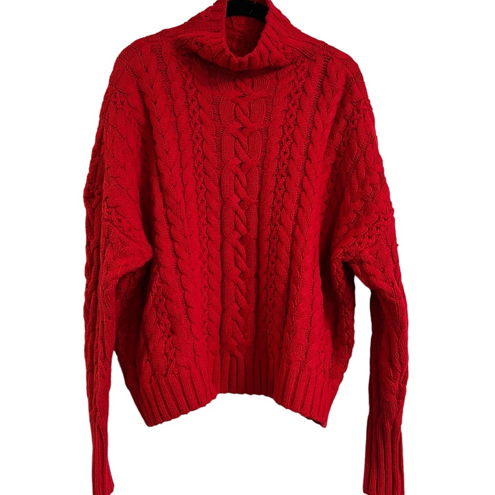 RALPH LAUREN Women's Red Cable Knit Sweater - Picture 4 of 6